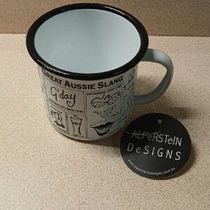 White and Black Retro Coffee Mug with Coaster